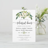 白い花が咲く花の手書きリハーサルディナー 招待状 (スタンド正面)