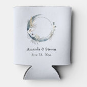 白い花が咲く青い三日月結婚 缶クーラー (正面)