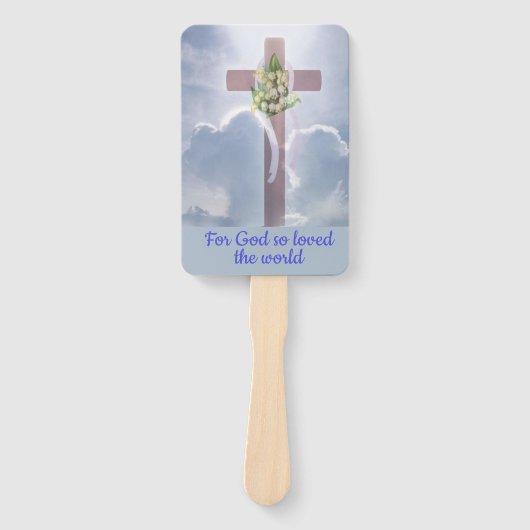 白い花とキリスト教徒で雲の中を渡る ハンドファン (正面)