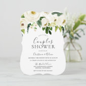 白い花とクリームカップルエレガントシャワー 招待状 (スタンド正面)
