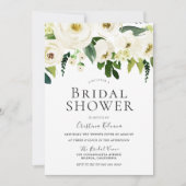 白い花とクリーム エレガント ブライダルシャワー 招待状 (正面)