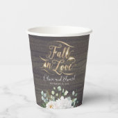 白い花とグリーンが織りなすラスティックな秋の恋 紙コップ (裏面)