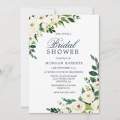 白い花とグリーン モダンな結婚式前祝賀会 招待状 (正面)