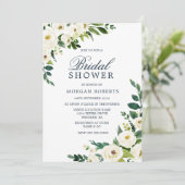 白い花とグリーン モダンな結婚式前祝賀会 招待状 (スタンド正面)