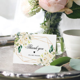 白い花とゴールドフレーム サンキューカード