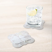 白い花とハートの反射結婚効果 ペーパーコースター (インサイチュ)