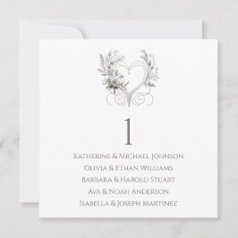 白い花とハート結婚の座席表 招待状