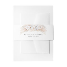 白い花とパンパスグラス結婚ズ 招待状ベリーバンド