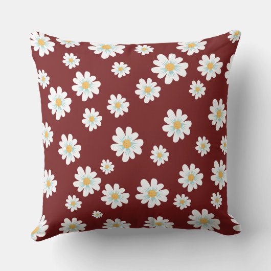 白い花とブルゴーニュの背景装飾用クッション クッション (裏面)
