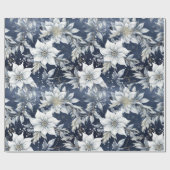 白い花とホリーベリー ラッピングペーパー (フラット)