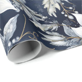 白い花とホリーベリー ラッピングペーパー (ロールコーナー)