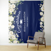 白い花とユーカリの卒業写真背景 タペストリー (インサイチュ)