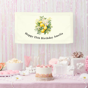 白い花とレモンのブーケ 誕生日 横断幕