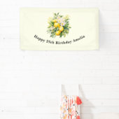 白い花とレモンのブーケ 誕生日 横断幕 (インサイチュ)