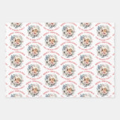 白い花と写真とクリスマスリース ラッピングペーパーシート (正面2)