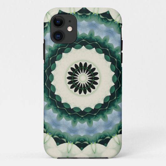 白い花と紺青色の曼荼羅 Case-Mate iPhoneケース (裏面)