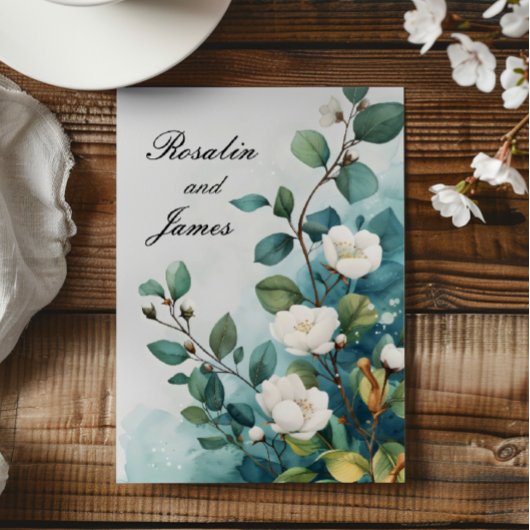 白い花と結婚緑 招待状