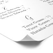 白い花と緑のアルファベットの座席表 ポスター (角)