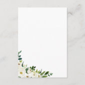 白い花と緑のウェディングレセプションカード エンクロージャーカード (裏面)