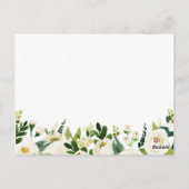 白い花と緑のデートの夜アイディアカード ポストカード (裏面)