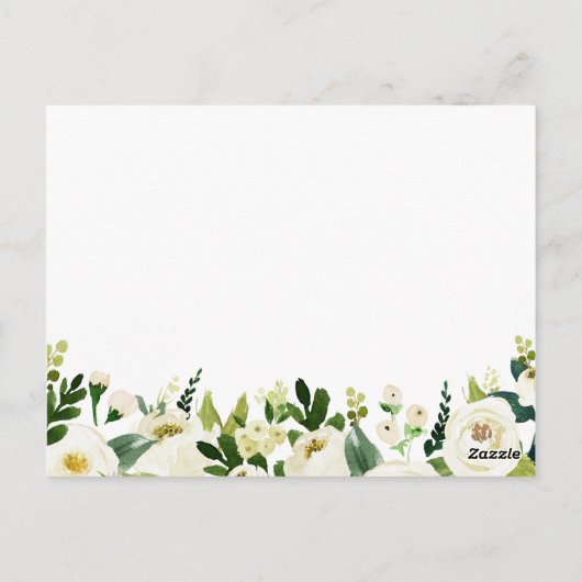 白い花と緑のデートの夜アイディアカード ポストカード (裏面)