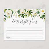 白い花と緑のデートの夜アイディアカード ポストカード (正面)