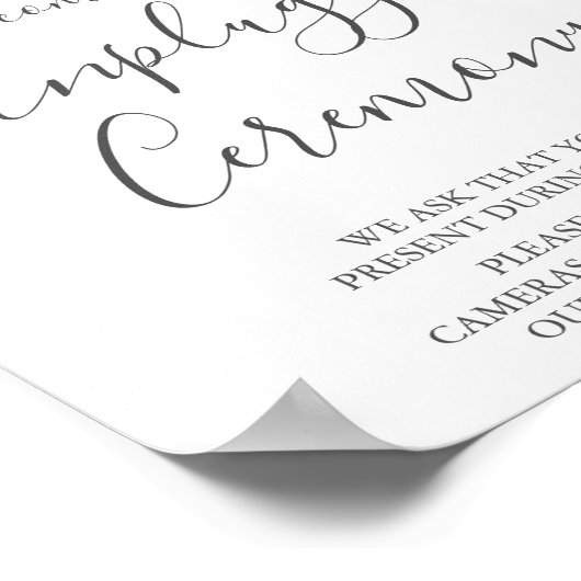 白い花と緑の差し込み式のサイン ポスター (角)