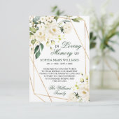 白い花と緑の悔やみや弔慰メモリ サンキューカード (スタンド正面)