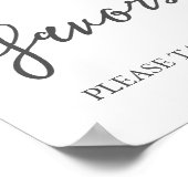 白い花と緑の結婚式の引き出物 ポスター (角)