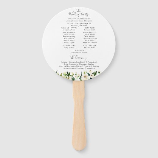 白い花と緑の結婚式 プログラムサークルファン ハンドファン (裏面)