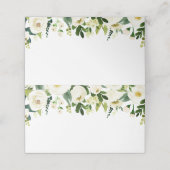 白い花と緑の結婚食品ラベルカード プレイスカード (外部開封)