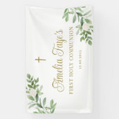 白い花と緑の聖餐式 横断幕 (縦)