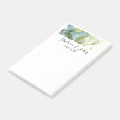 白い花と緑の葉のエレガントなラスティックウェディング ポストイット (アングル)