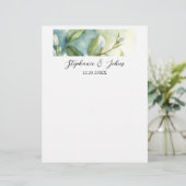 白い花と緑の葉のエレガントなラスティックウェディング レターヘッド (スタンド正面)