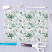 白い花と緑の葉のブライダルシャワー ウェディング 薄葉紙 (クラフト)