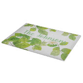 白い花と緑の葉 カッティングボード (角)