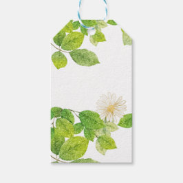 白い花と緑の葉 ギフトタグ
