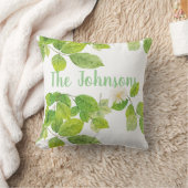 白い花と緑の葉 クッション (ブランケット)