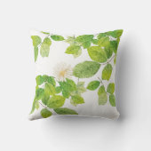 白い花と緑の葉 クッション (裏面)