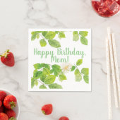 白い花と緑の葉 スタンダードカクテルナプキン (インサイチュ)