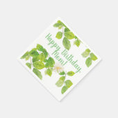 白い花と緑の葉 スタンダードカクテルナプキン (角)