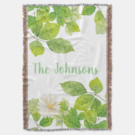 白い花と緑の葉 スローブランケット