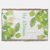 白い花と緑の葉 スローブランケット (正面)