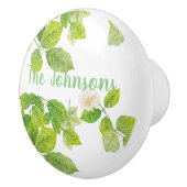 白い花と緑の葉 セラミックノブ (右)