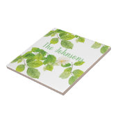 白い花と緑の葉 タイル (側面)