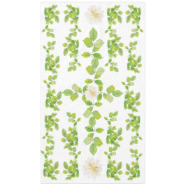 白い花と緑の葉 テーブルクロス