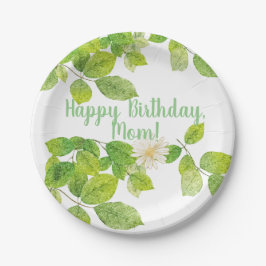 白い花と緑の葉 ペーパープレート