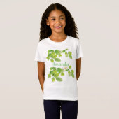白い花と緑の葉 Tシャツ (正面フル)