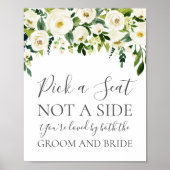 白い花と緑サイド記号ではなくシートを選択 ポスター (正面)