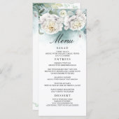 白い花と緑結婚のメニュー プログラム (正面/裏面)